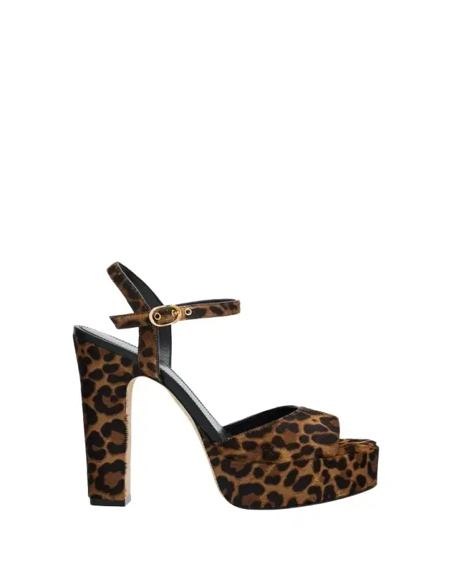 Stuart Weitzman 130mm Reade Leopard-Printed Calf Hair Platform Sandals