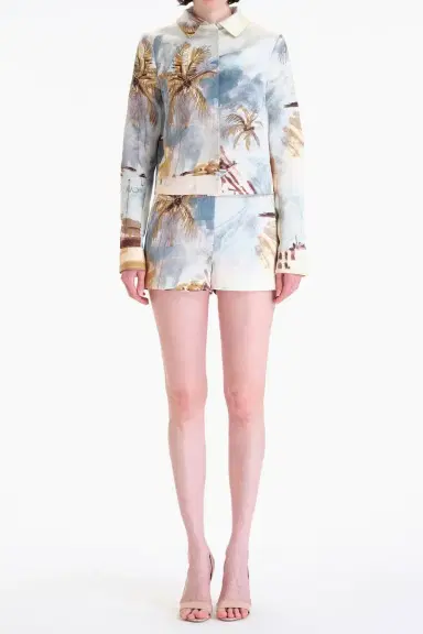 Oscar de la Renta Beach Print Single Breasted Jacket | Thumbnail 2