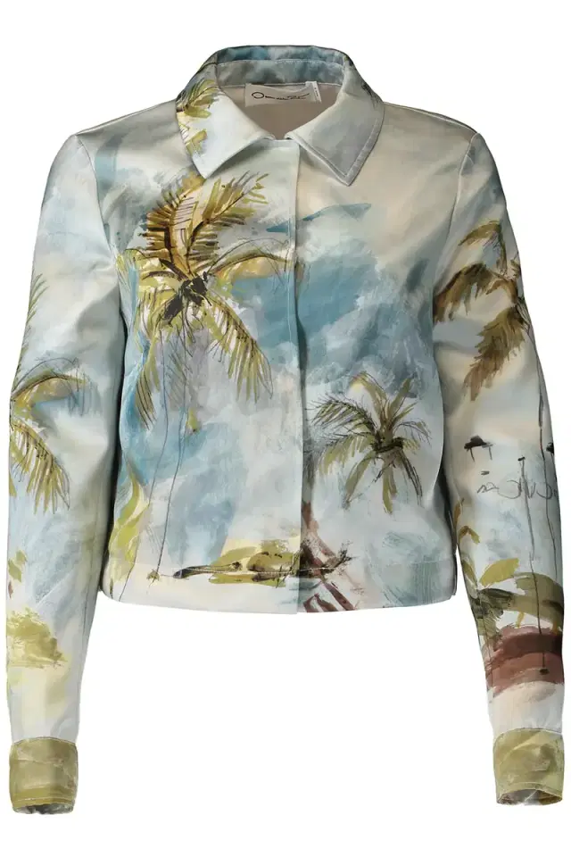 Oscar de la Renta Beach Print Single Breasted Jacket