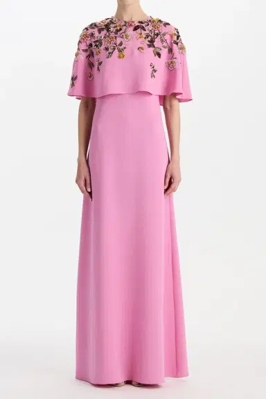 Oscar de la Renta Beaded Floral Caftan Gown | Thumbnail 2