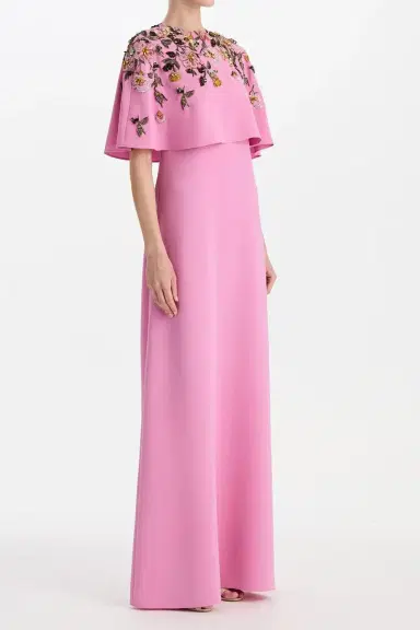 Oscar de la Renta Beaded Floral Caftan Gown | Thumbnail 3