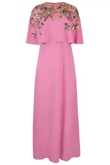Oscar de la Renta Beaded Floral Caftan Gown | Thumbnail 1