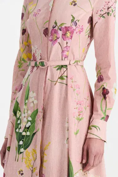 Oscar de la Renta Botanical Collar Button Shirt Dress | Thumbnail 3