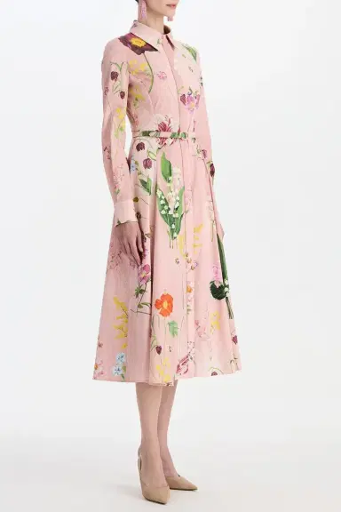 Oscar de la Renta Botanical Collar Button Shirt Dress | Thumbnail 4