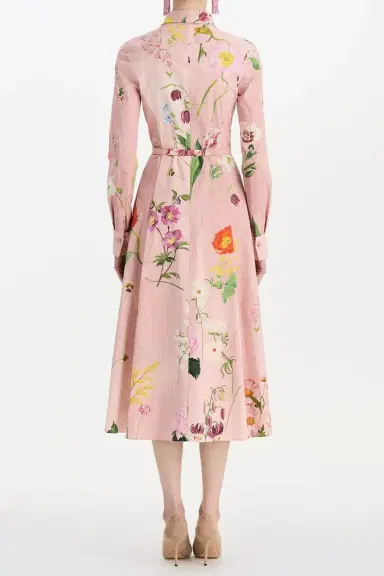 Oscar de la Renta Botanical Collar Button Shirt Dress | Thumbnail 5