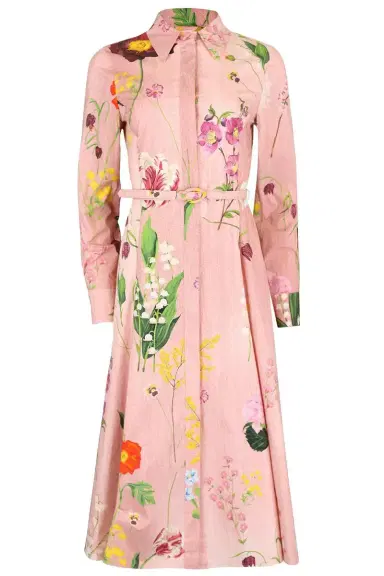 Oscar de la Renta Botanical Collar Button Shirt Dress | Thumbnail 1
