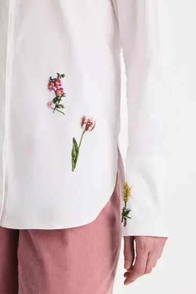 Oscar de la Renta Embroiderd Botanical Long Sleeve Blouse | Thumbnail 3 Oscar de la Renta Embroiderd Botanical Long Sleeve Blouse | Thumbnail 3