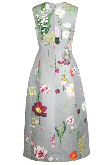Oscar de la Renta Mixed Botanical Sleeveless Cocktail Dress | Thumbnail 6