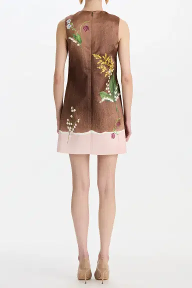 Oscar de la Renta Mixed Botanical Sleeveless Short Dress | Thumbnail 5