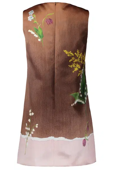 Oscar de la Renta Mixed Botanical Sleeveless Short Dress | Thumbnail 6