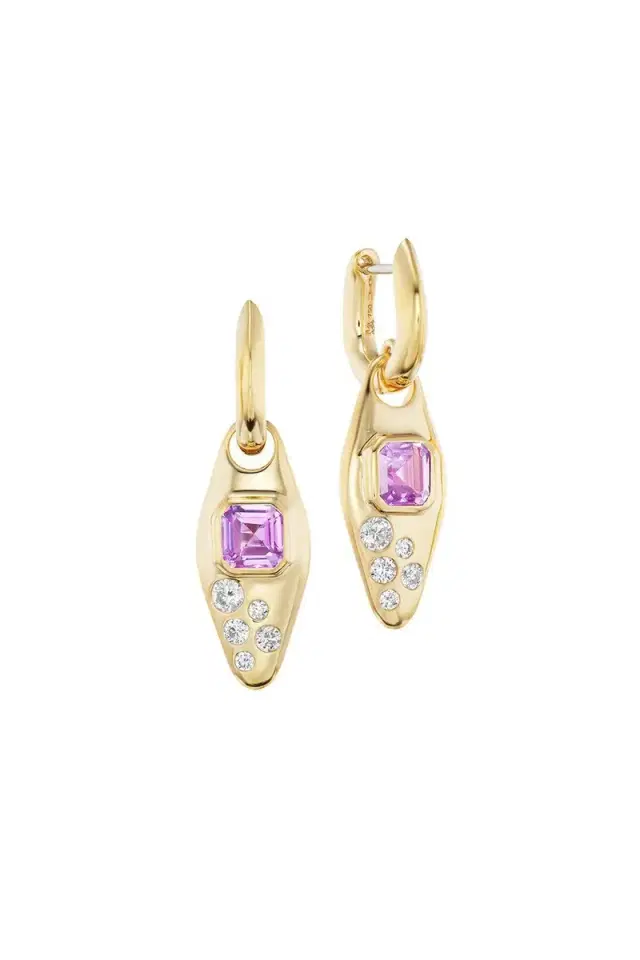 Uniform Object Pink Sapphire Vessel Huggie Earrings