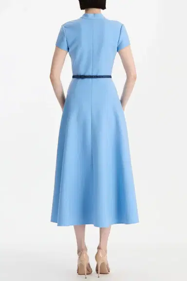 Oscar de la Renta Short Sleeve Flare Midi Stretch Dress | Thumbnail 5