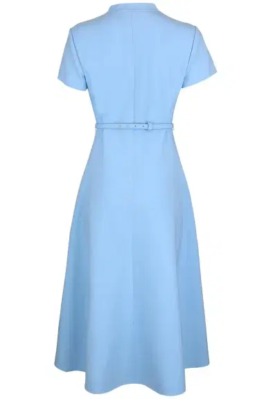 Oscar de la Renta Short Sleeve Flare Midi Stretch Dress | Thumbnail 6