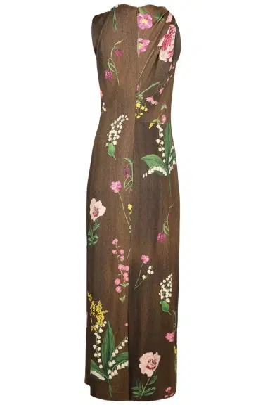 Oscar de la Renta Sleeveless Mixed Botanical Day Dress | Thumbnail 6 Oscar de la Renta Sleeveless Mixed Botanical Day Dress | Thumbnail 6