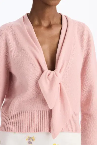 Oscar de la Renta Tie V Neck Cardigan | Thumbnail 3 Oscar de la Renta Tie V Neck Cardigan | Thumbnail 3