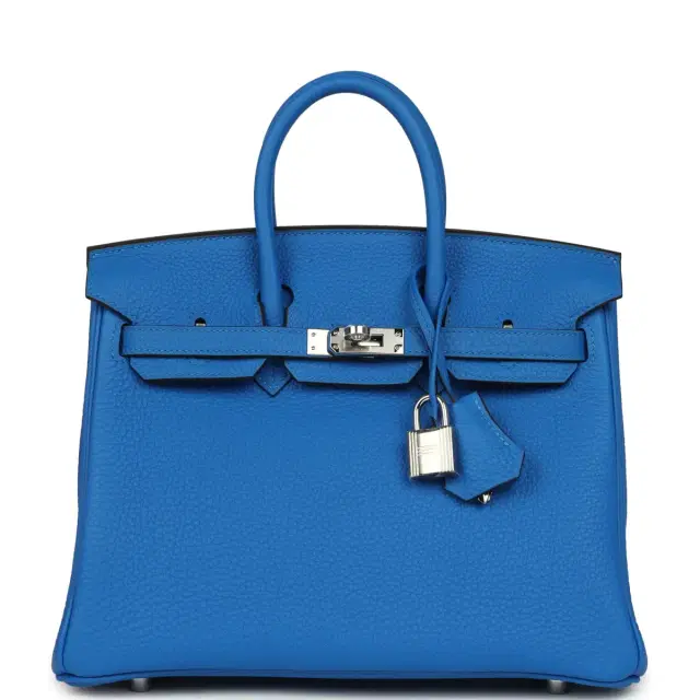 HERMÈS Hermes Birkin 25 Bleu Hydra Togo Palladium Hardware