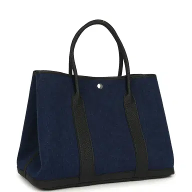 HERMÈS Hermes Garden Party 36 Denim Moyen, Black Negonda Palladium Hardware | Thumbnail 2