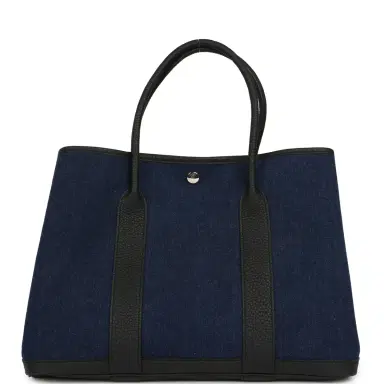HERMÈS Hermes Garden Party 36 Denim Moyen, Black Negonda Palladium Hardware | Thumbnail 4