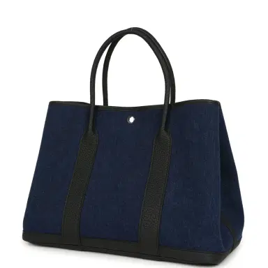 HERMÈS Hermes Garden Party 36 Denim Moyen, Black Negonda Palladium Hardware | Thumbnail 5