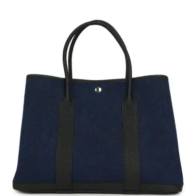 HERMÈS Hermes Garden Party 36 Denim Moyen, Black Negonda Palladium Hardware | Thumbnail 1
