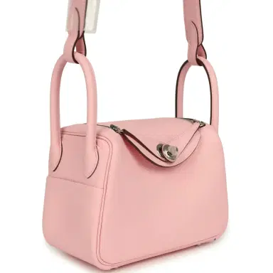 HERMÈS Hermes Mini Lindy II Rose Sakura Verso Clemence Palladium Hardware | Thumbnail 2