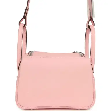 HERMÈS Hermes Mini Lindy II Rose Sakura Verso Clemence Palladium Hardware | Thumbnail 4