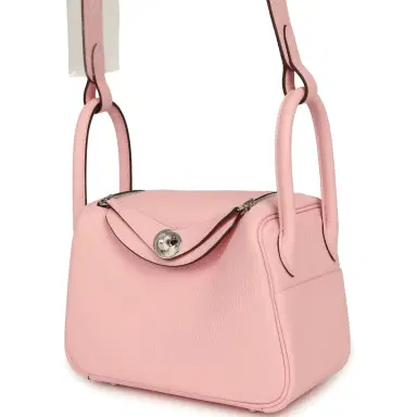 HERMÈS Hermes Mini Lindy II Rose Sakura Verso Clemence Palladium Hardware | Thumbnail 5