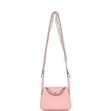 HERMÈS Hermes Mini Lindy II Rose Sakura Verso Clemence Palladium Hardware | Thumbnail 6