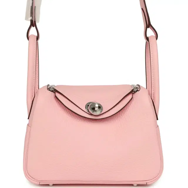 HERMÈS Hermes Mini Lindy II Rose Sakura Verso Clemence Palladium Hardware