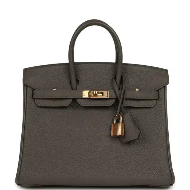 HERMÈS Pre-owned Hermes Birkin 25 Etain Togo Rose Gold Hardware