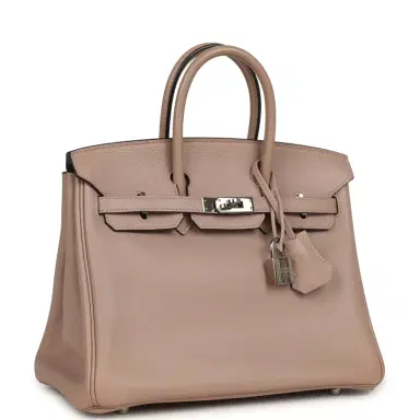 HERMÈS Pre-owned Hermes Birkin 25 Glycine Evercolor Palladium Hardware | Thumbnail 2