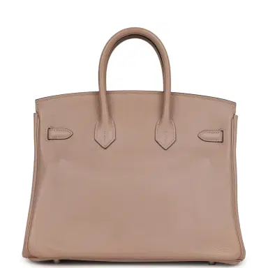 HERMÈS Pre-owned Hermes Birkin 25 Glycine Evercolor Palladium Hardware | Thumbnail 4