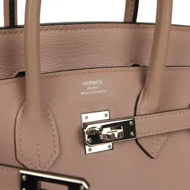 HERMÈS Pre-owned Hermes Birkin 25 Glycine Evercolor Palladium Hardware | Thumbnail 7