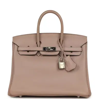 HERMÈS Pre-owned Hermes Birkin 25 Glycine Evercolor Palladium Hardware | Thumbnail 1