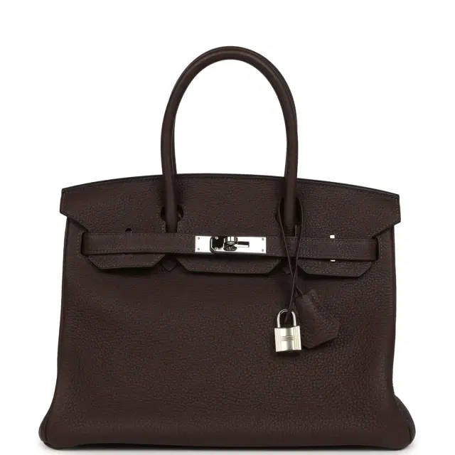 HERMÈS Pre-owned Hermes Birkin 30 Chocolate Togo Palladium Hardware