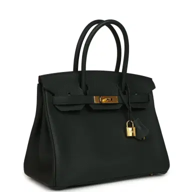 HERMÈS Pre-owned Hermes Birkin 30 Vert Fonce Togo Gold Hardware | Thumbnail 2