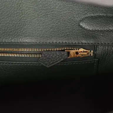 HERMÈS Pre-owned Hermes Birkin 30 Vert Fonce Togo Gold Hardware | Thumbnail 9
