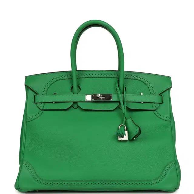 HERMÈS Pre-owned Hermes Birkin Ghillies 30 Bambou Togo, Swift Palladium Hardware