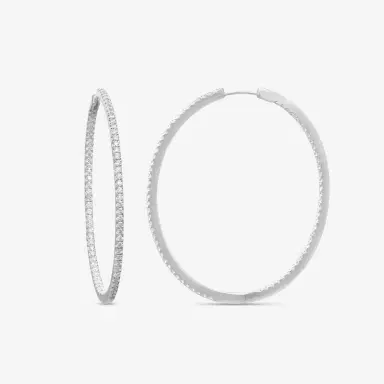 Mémoire Mémoire 18K White Gold Diamond Oval Hoop Earrings by The Solist | Thumbnail 3 Mémoire Mémoire 18K White Gold Diamond Oval Hoop Earrings by The Solist | Thumbnail 3
