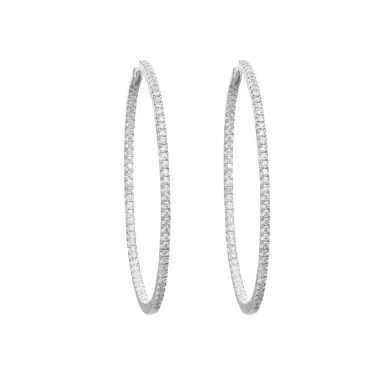 Mémoire Mémoire 18K White Gold Diamond Oval Hoop Earrings by The Solist | Thumbnail 1 Mémoire Mémoire 18K White Gold Diamond Oval Hoop Earrings by The Solist | Thumbnail 1
