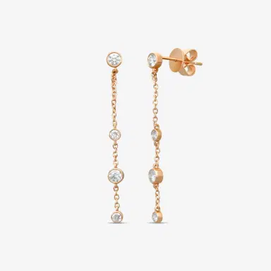 Mémoire Mémoire Cascade 18K Rose Gold Diamond Drop Earrings by The Solist | Thumbnail 3