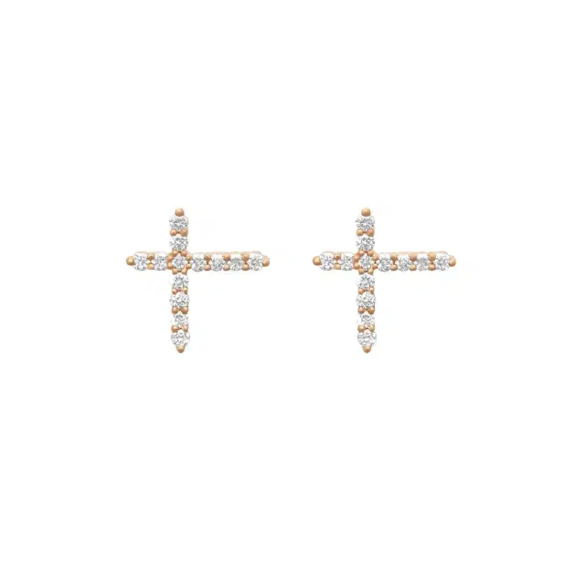Mémoire Mémoire Luna 18K Rose Gold Diamond Intercross Stud Earrings by The Solist
