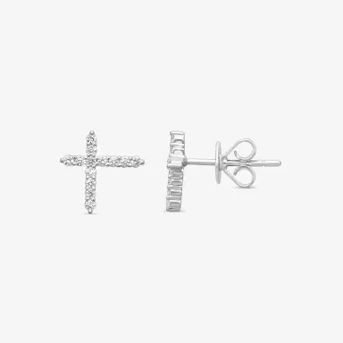 Mémoire Mémoire Luna 18K White Gold Diamond Intercross Stud Earrings by The Solist | Thumbnail 2