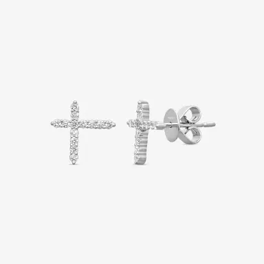 Mémoire Mémoire Luna 18K White Gold Diamond Intercross Stud Earrings by The Solist | Thumbnail 3