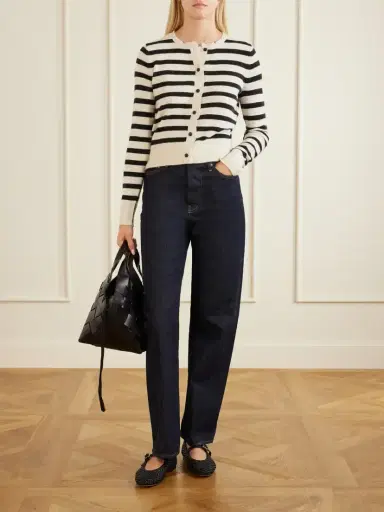 Maria McManus Striped Frayed Cashmere And Cotton-blend Cardigan | Thumbnail 2 Maria McManus Striped Frayed Cashmere And Cotton-blend Cardigan | Thumbnail 2