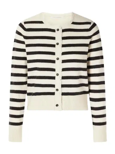 Maria McManus Striped Frayed Cashmere And Cotton-blend Cardigan | Thumbnail 1 Maria McManus Striped Frayed Cashmere And Cotton-blend Cardigan | Thumbnail 1