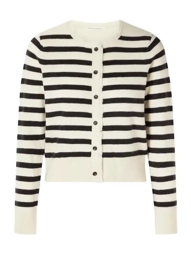 Maria McManus Striped Frayed Cashmere And Cotton-blend Cardigan