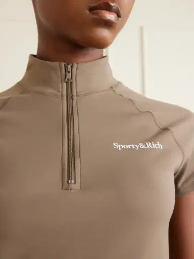Sporty & Rich Logo-print Stretch-jersey Half-zip T-shirt | Thumbnail 4 Sporty & Rich Logo-print Stretch-jersey Half-zip T-shirt | Thumbnail 4