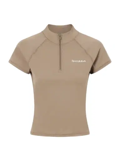 Sporty & Rich Logo-print Stretch-jersey Half-zip T-shirt | Thumbnail 1 Sporty & Rich Logo-print Stretch-jersey Half-zip T-shirt | Thumbnail 1