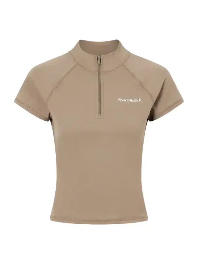 Sporty & Rich Logo-print Stretch-jersey Half-zip T-shirt